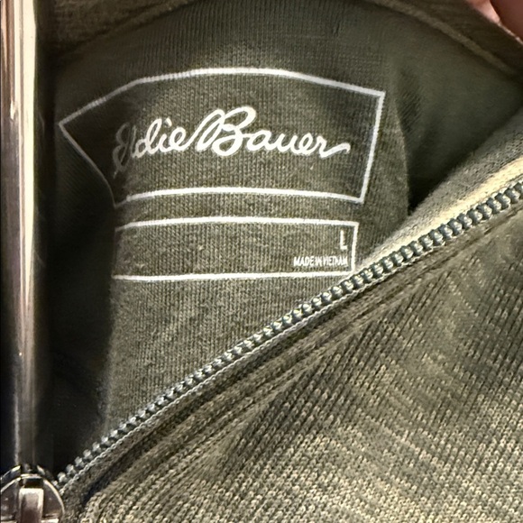 Eddie Bauer Warm Olive Zip-Up Sweater Men’s Size Large - Picture 2 of 11